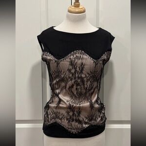 Vintage Y2K Women’s Black Lace Overlay Top XS Whimsygoth Fairy 90’s